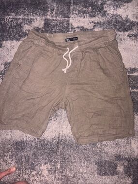 Zara Beige Drawstring Casual Shorts